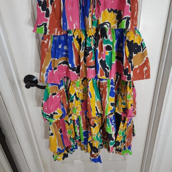 Love The Label Womens Dress Penelope Print Tiered Ruffle Prairie Maxi Anthro S - Picture 5 of 12